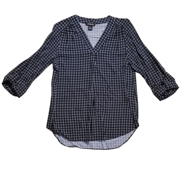 BYdesign Women's Black and White Geometic Print Blouse Long Sleeve - Picture 4 of 5